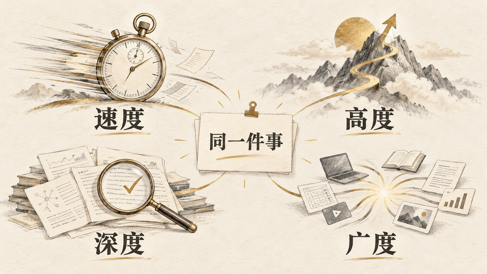 同一件事的四个方向:速度、高度、深度、广度